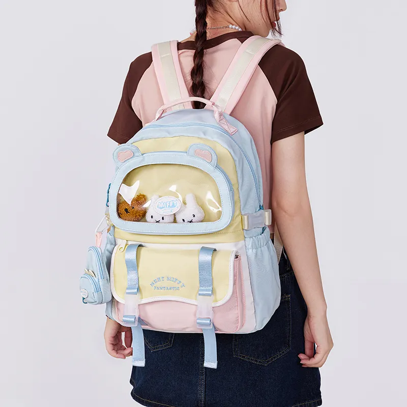 Miffy Fabric Backpack Large Size Women's Ecru/Pink Yellow-16