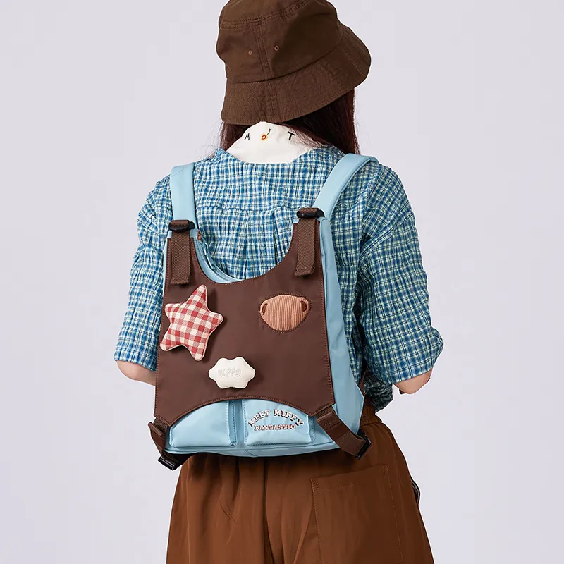 Miffy Fabric Backpack Medium Size Women's Brown/Blue Pink/White-7