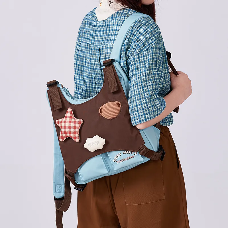 Miffy Fabric Backpack Medium Size Women's Brown/Blue Pink/White-8