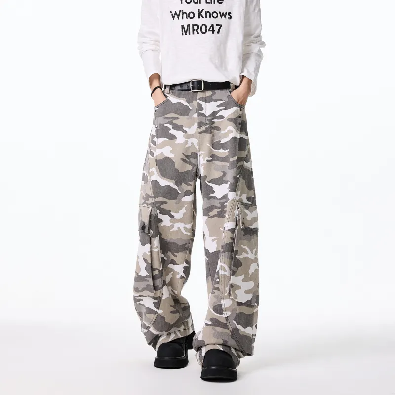Struggle Vintage95 Casual Pants Unisex White Gray Camouflage-4