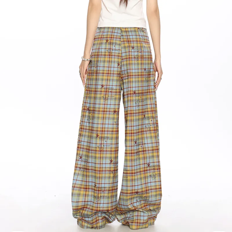 Struggle Vintage95 Casual Pants Unisex Yellow Blue Plaid-5