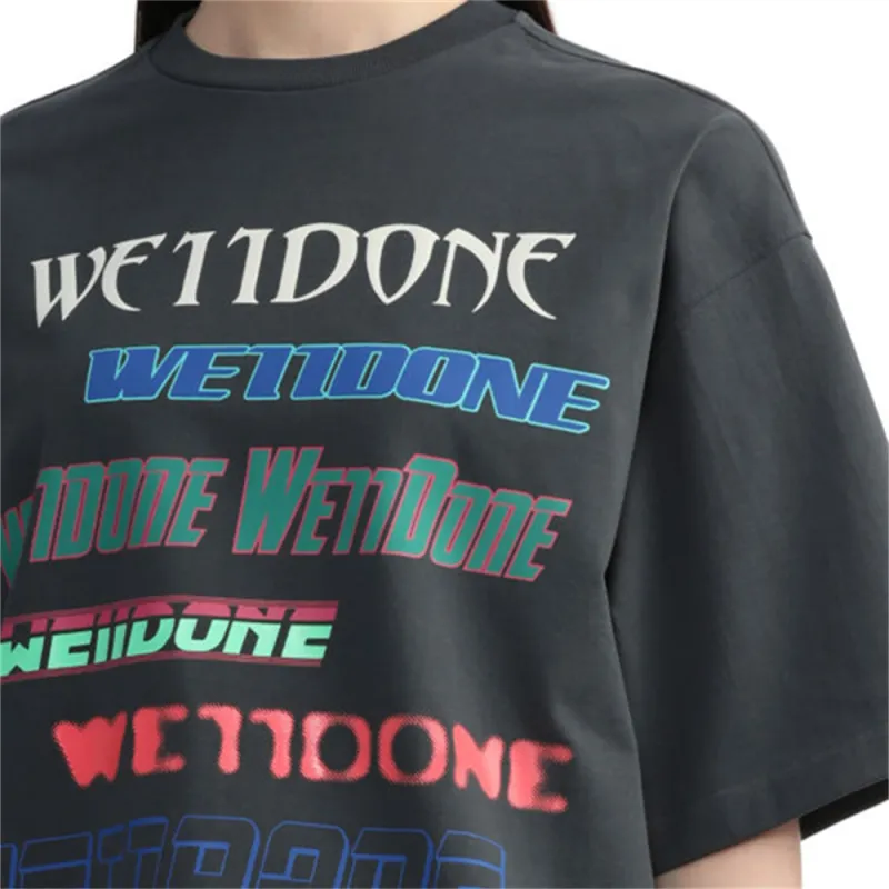 WE11DONE Multi Logo T Shirt 'Charcoal'-5