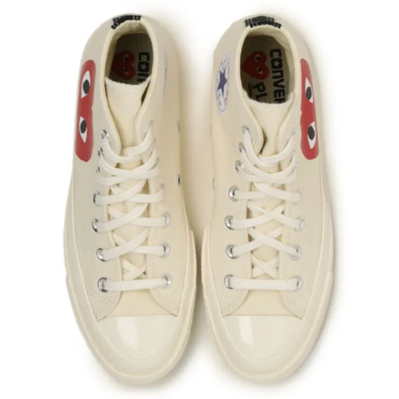 CDG Play All Star Heart Print Balance Abrasion Resistant Slip Resistant High Top Canvas Shoes Unisex-8