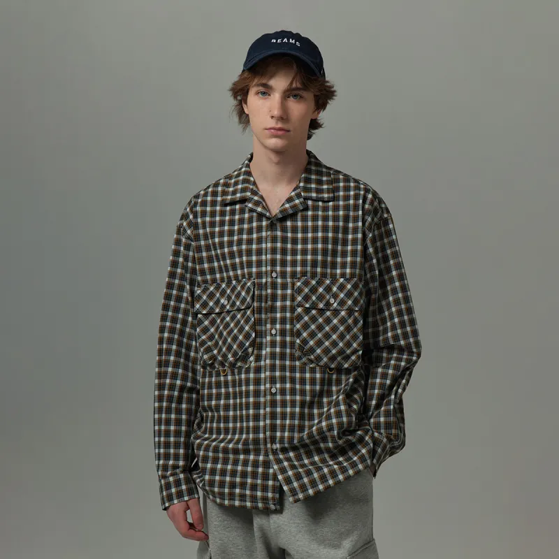 TIKIMOMOKA Shirts Men Yellow Blue Plaid-2