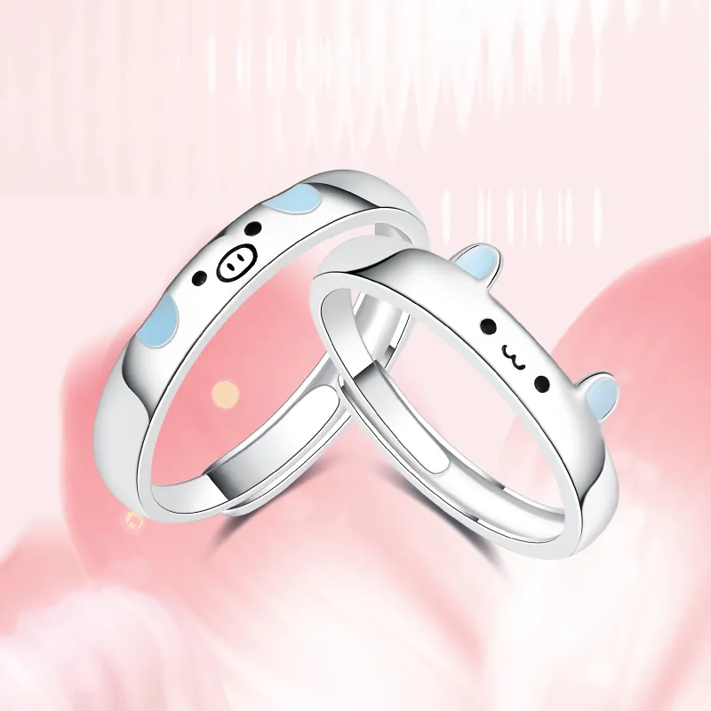 LAOYINFANG Sterling Silver Couple Rings Unisex-1