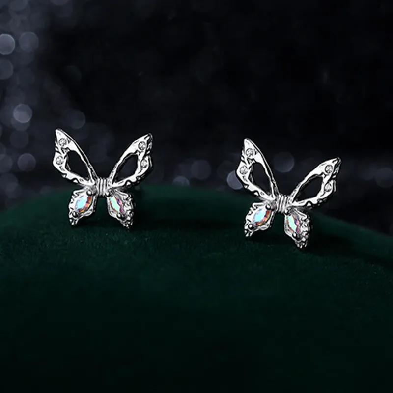 LAOYINFANG 990 Silver Stud Earrings Women's-2