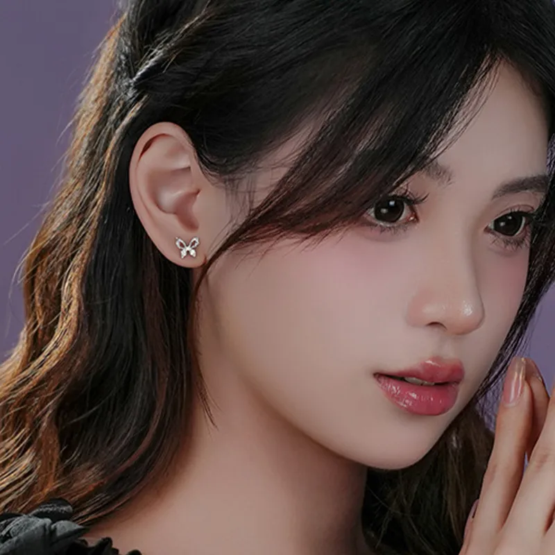 LAOYINFANG 990 Silver Stud Earrings Women's-1