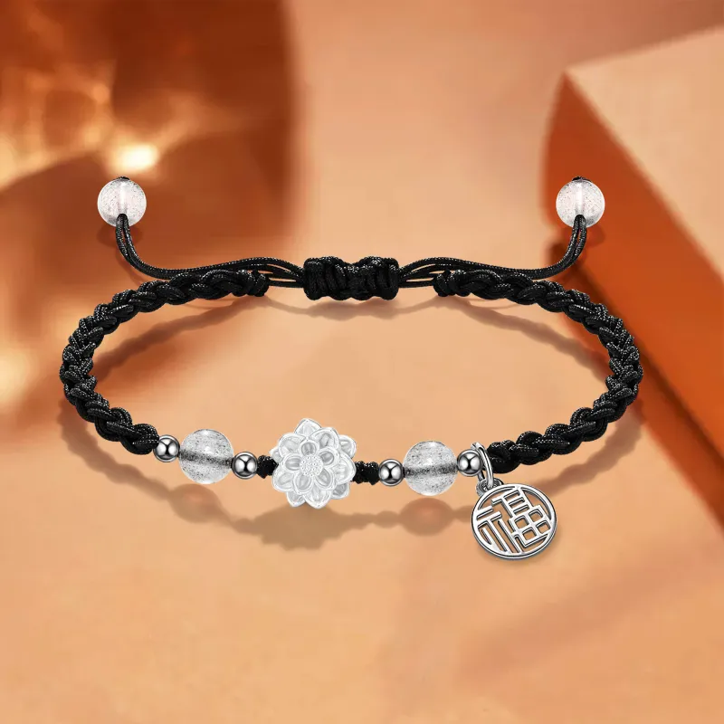 LAOYINFANG S925 Silver Fu Character Pendant Bracelets Unisex-2