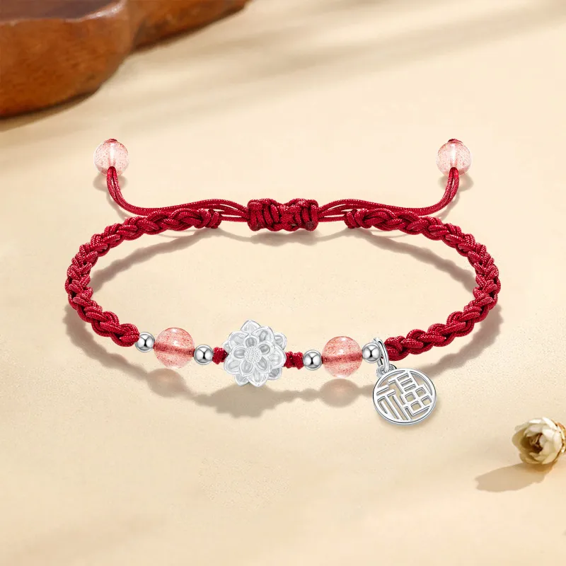 LAOYINFANG S925 Silver Fu Character Pendant Bracelets Unisex-4