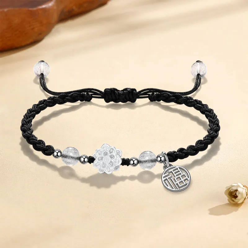 LAOYINFANG S925 Silver Fu Character Pendant Bracelets Unisex-1