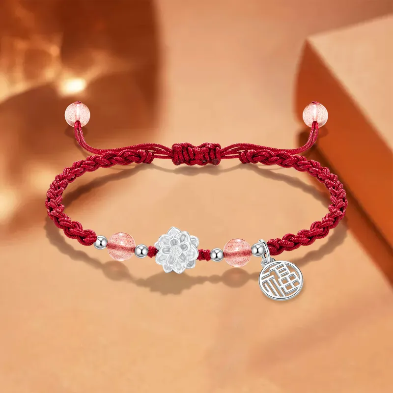 LAOYINFANG S925 Silver Fu Character Pendant Bracelets Unisex-5