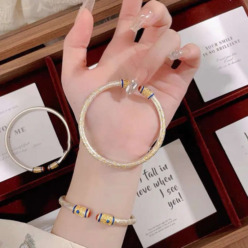 LAOYINFANG Sterling Silver Bangles Women's-4
