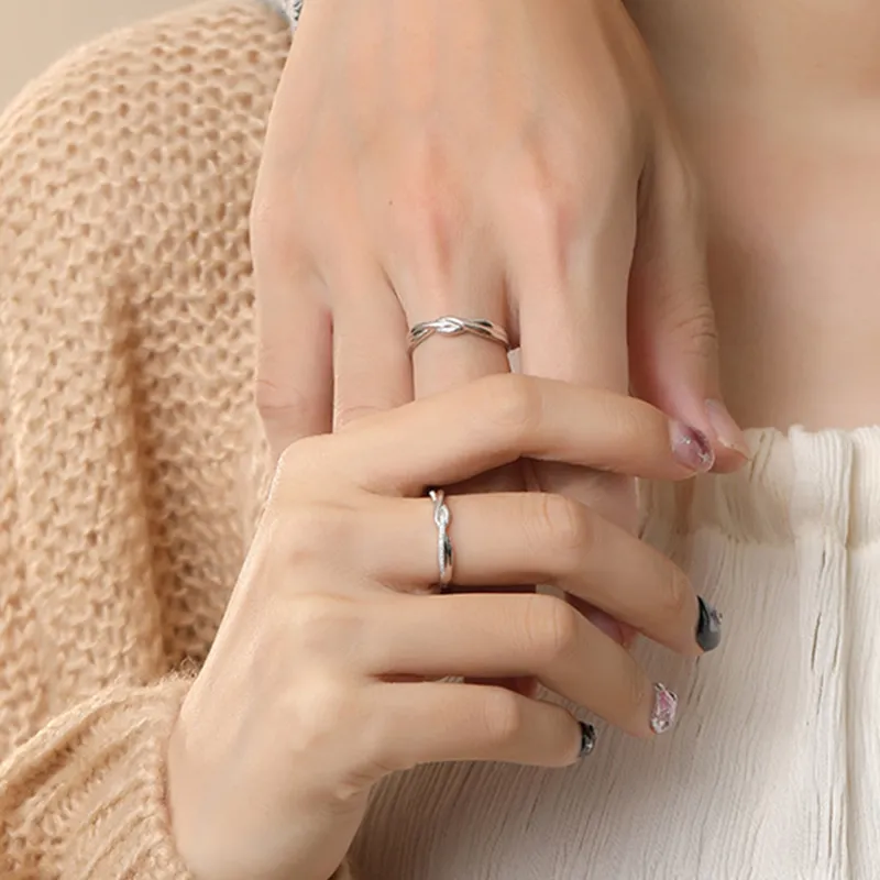 LAOYINFANG Sterling Silver Couple Rings Unisex-1