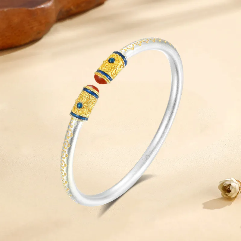 LAOYINFANG 999 Fine Silver Sterling Silver Bracelets Women's-3