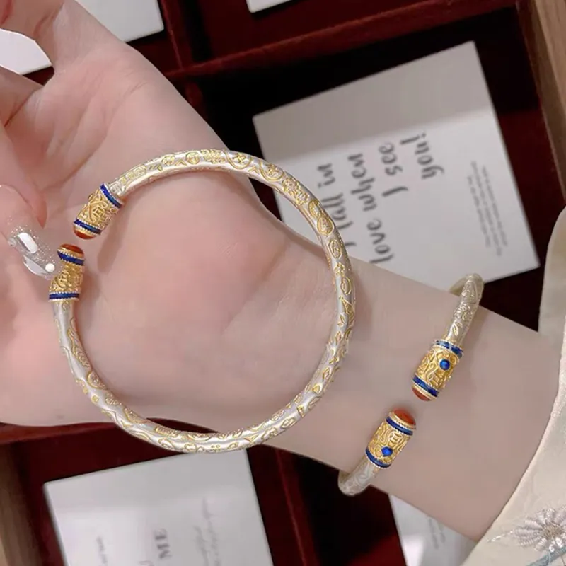 LAOYINFANG Sterling Silver Bangles Women's-1