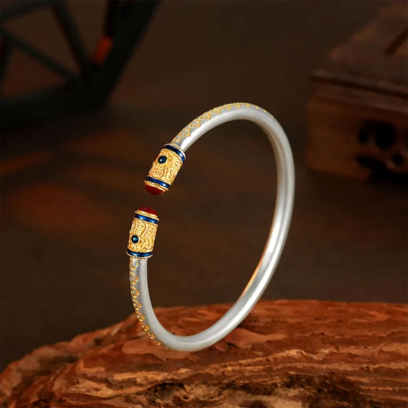 LAOYINFANG 999 Fine Silver Sterling Silver Bracelets Women's-2