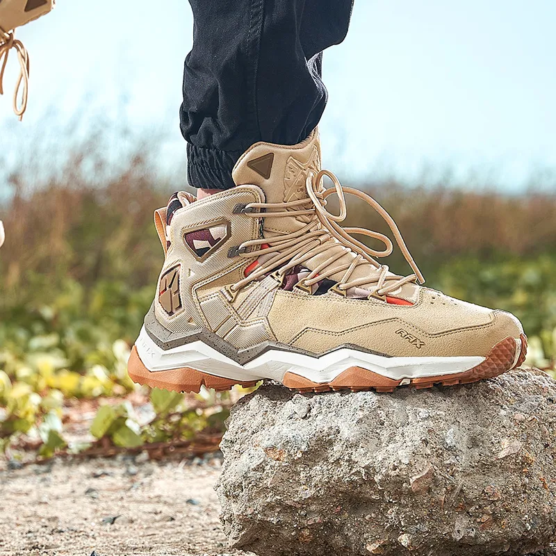 RAX Slip Resistant Water Resistant Lightweight High Top Outdoor Shoes Men's Light Khaki-5