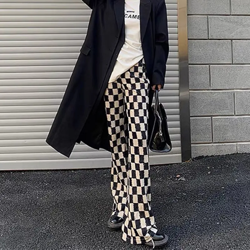 HELIPORT Casual Pants Unisex Black White Plaid-3