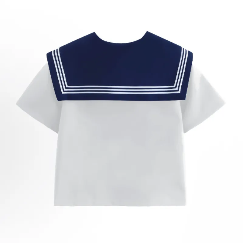 Sato Supun Uniforms Women's New White Three Volume Short Sleeved Sailor Suit+JK Badge-1