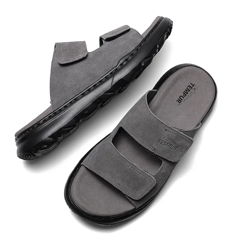 TEMPUR Abrasion Resistant Slip Resistant Slide Slippers Men's Dark Gray-4