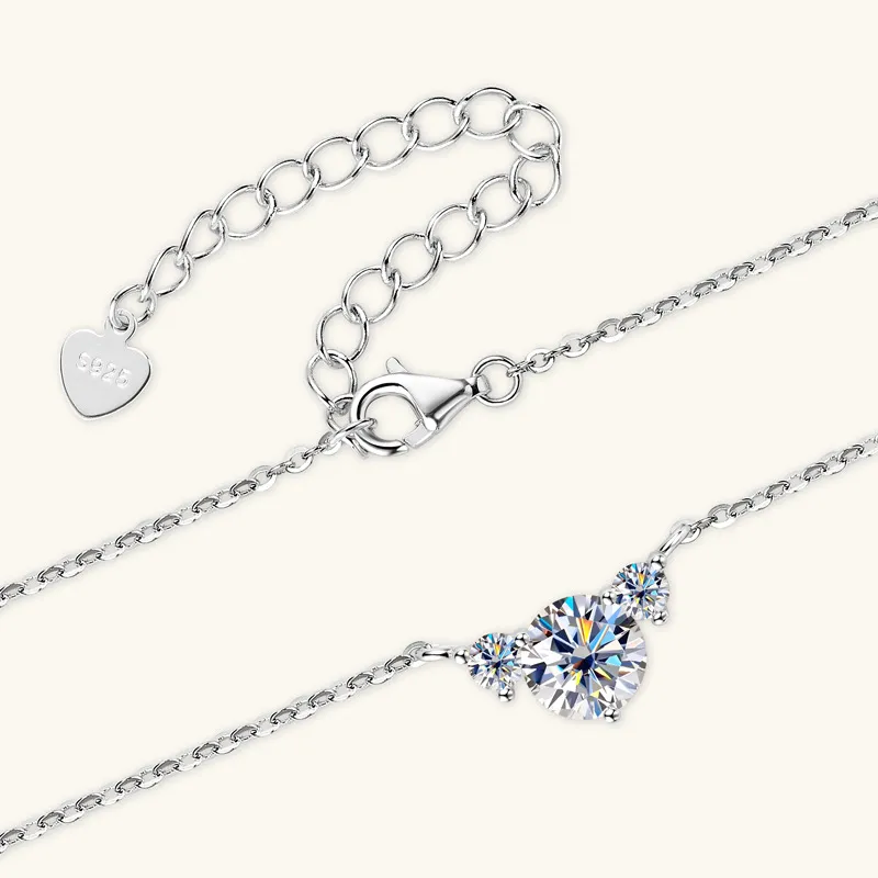 Lockstarfy 925 Silver Mohsunnite Necklaces Women's-1