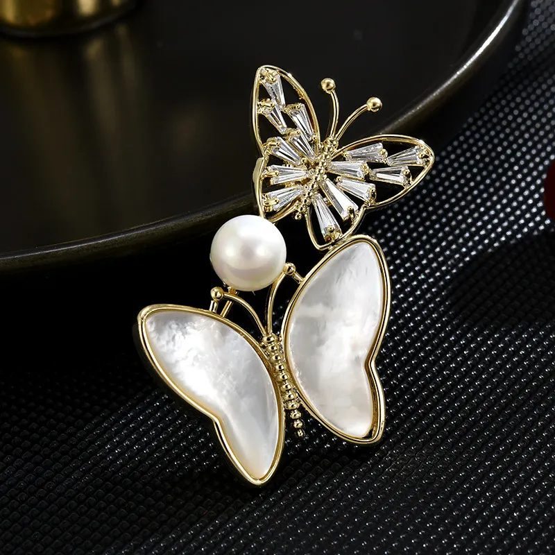 Lockstarfy Eco Friendly Copper Mother Of Pearl Shell Pearl Brooches Women's-2