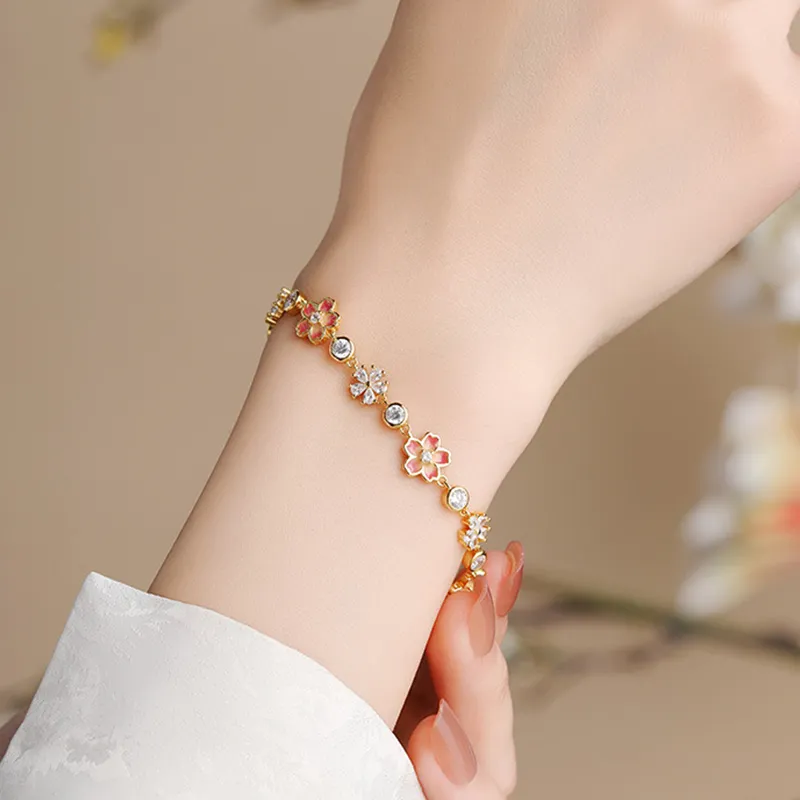 Lockstarfy S925 Silver Cold Enamel Synthetic Cubic Zirconia Bracelets Women's-3