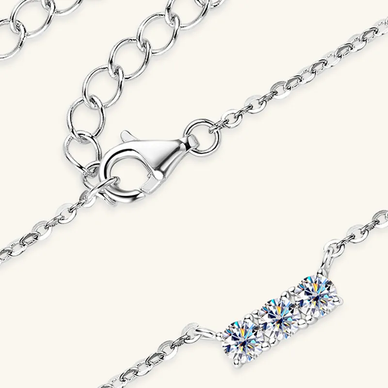 Lockstarfy 925 Silver Mohsunnite Necklaces Women's-3