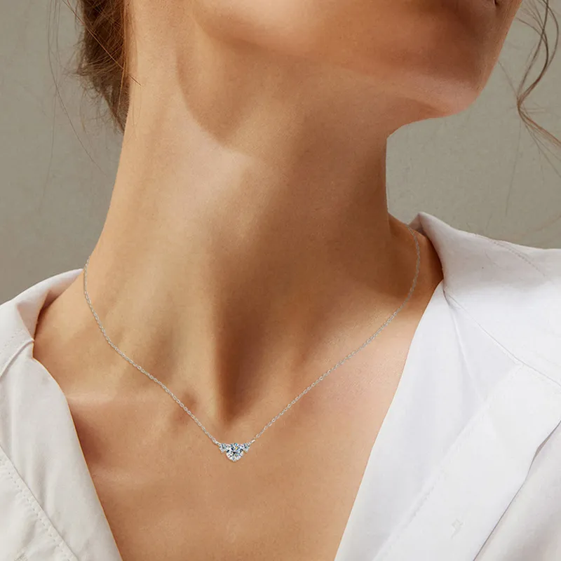 Lockstarfy 925 Silver Mohsunnite Necklaces Women's-3