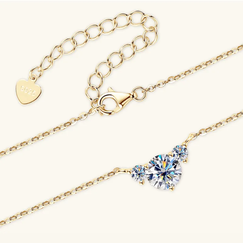 Lockstarfy 925 Silver Mohsunnite Necklaces Women's-6