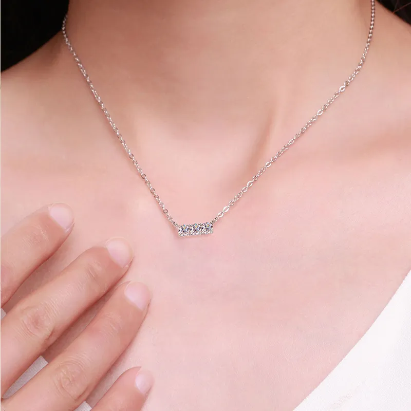 Lockstarfy 925 Silver Mohsunnite Necklaces Women's-2