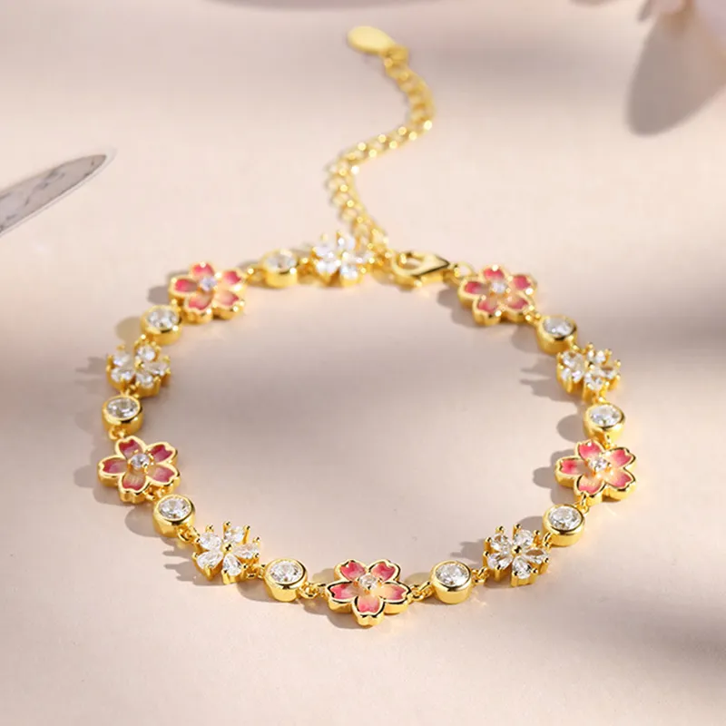 Lockstarfy S925 Silver Cold Enamel Synthetic Cubic Zirconia Bracelets Women's-4