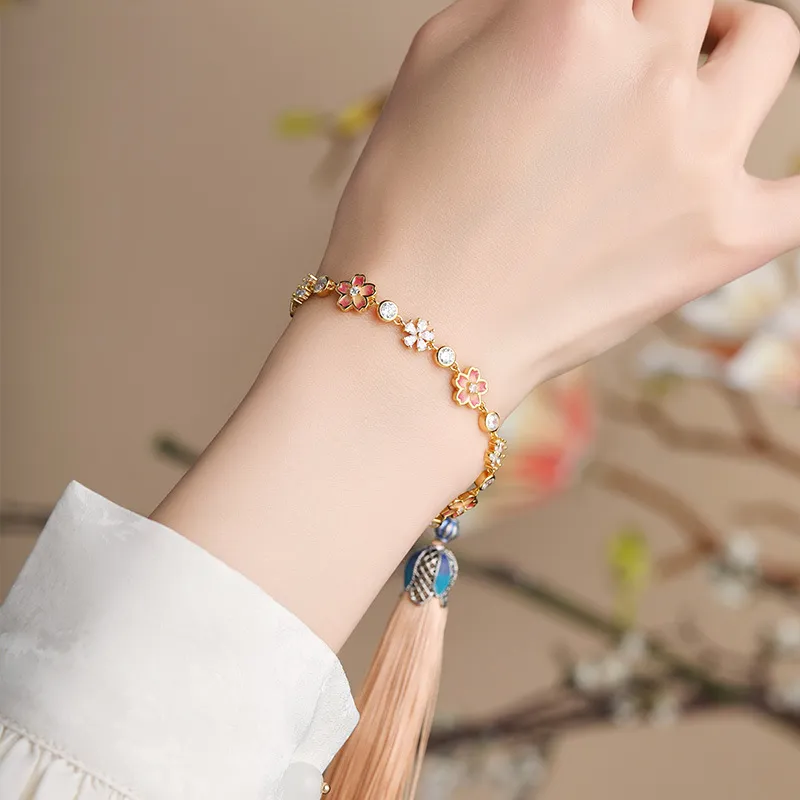 Lockstarfy S925 Silver Cold Enamel Synthetic Cubic Zirconia Bracelets Women's-1