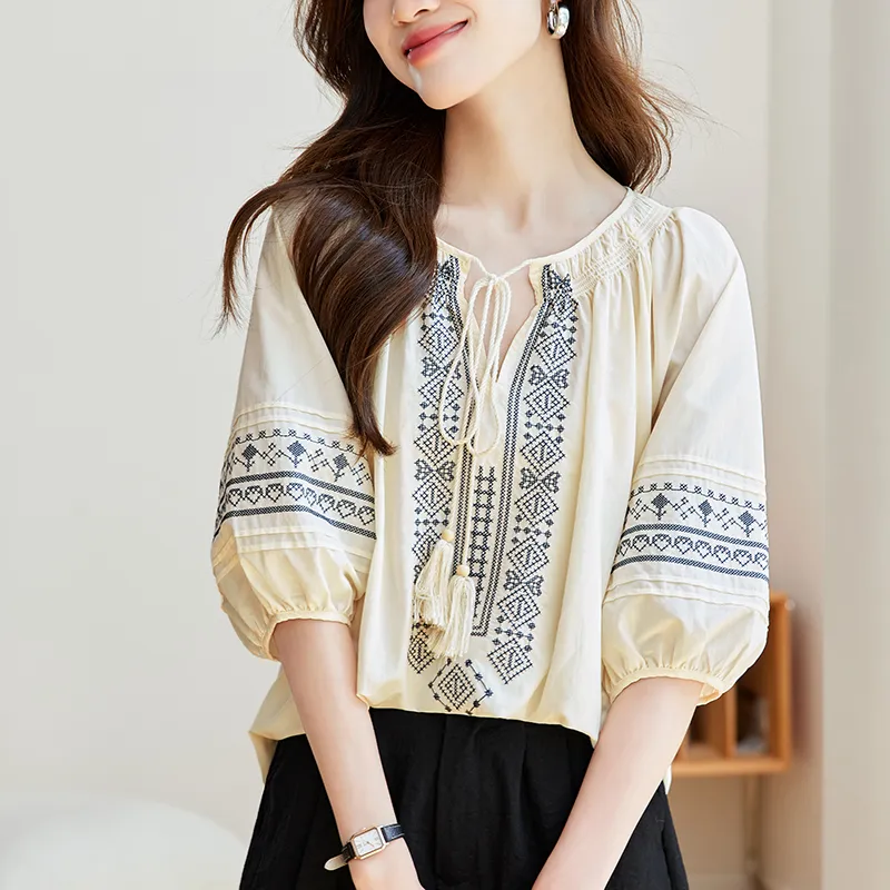 X MOOM Shirts Women's Beige-3