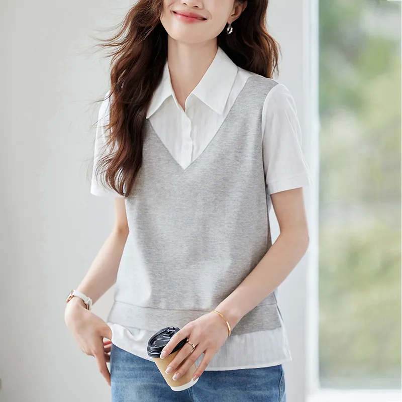 X MOOM Shirts Women's Gray & White-4