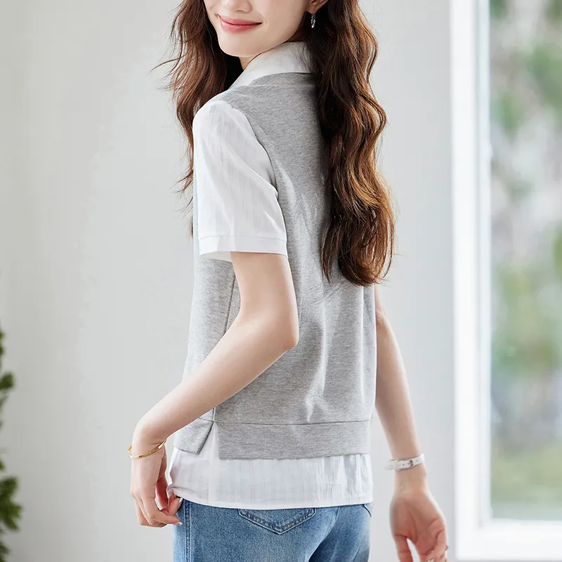 X MOOM Shirts Women's Gray & White-1