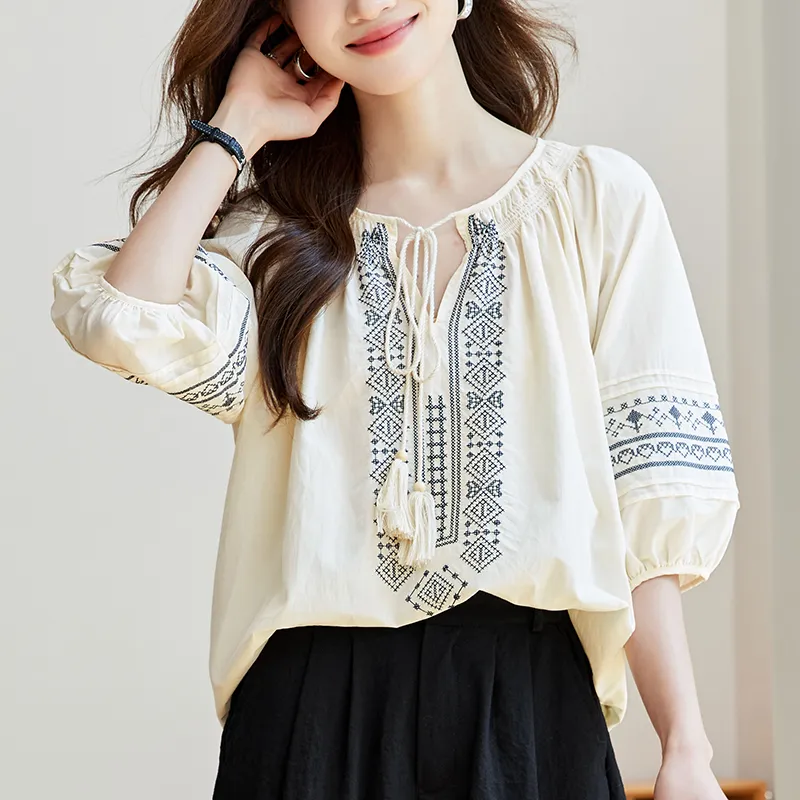 X MOOM Shirts Women's Beige-2