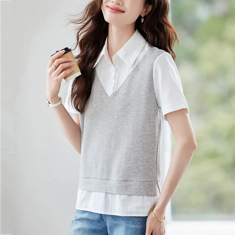 X MOOM Shirts Women's Gray & White-5