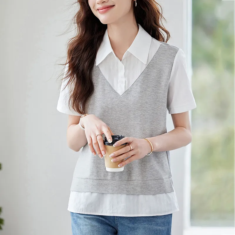X MOOM Shirts Women's Gray & White-3