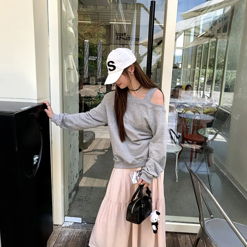MOPB Skirt Set Women's Top Gray+Bottom Pink-6