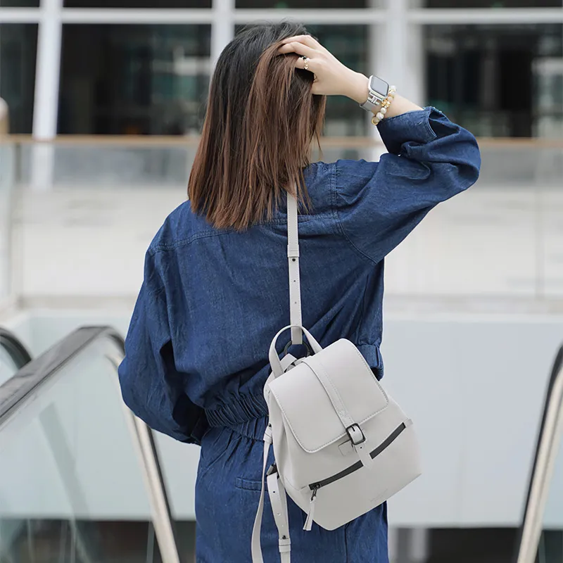 Gaston Luga Fabric Shoulder Bag, Crossbody Bag, Backpack Small Size Unisex Elegant Black/Light Taupe-7