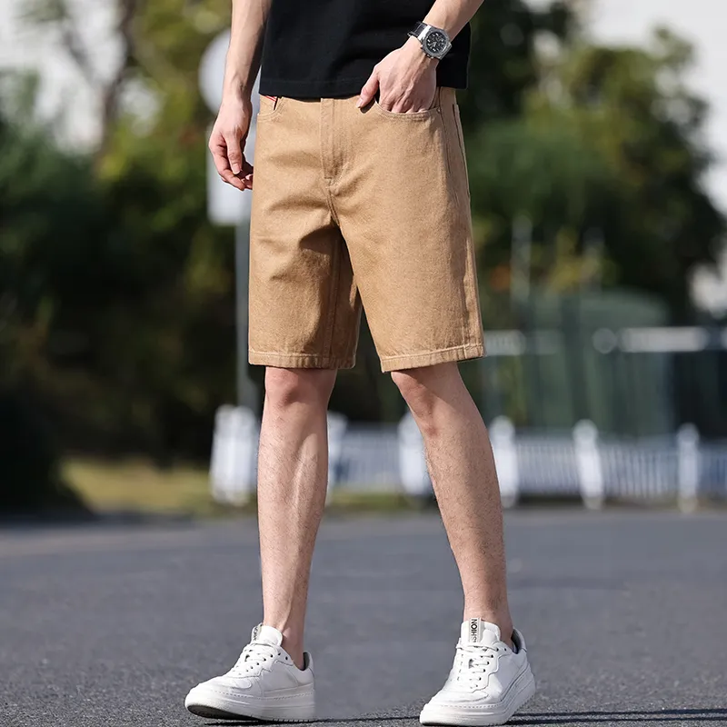 DANIUCHUANSHUO Summer Denim Shorts Men's Dark Khaki-2