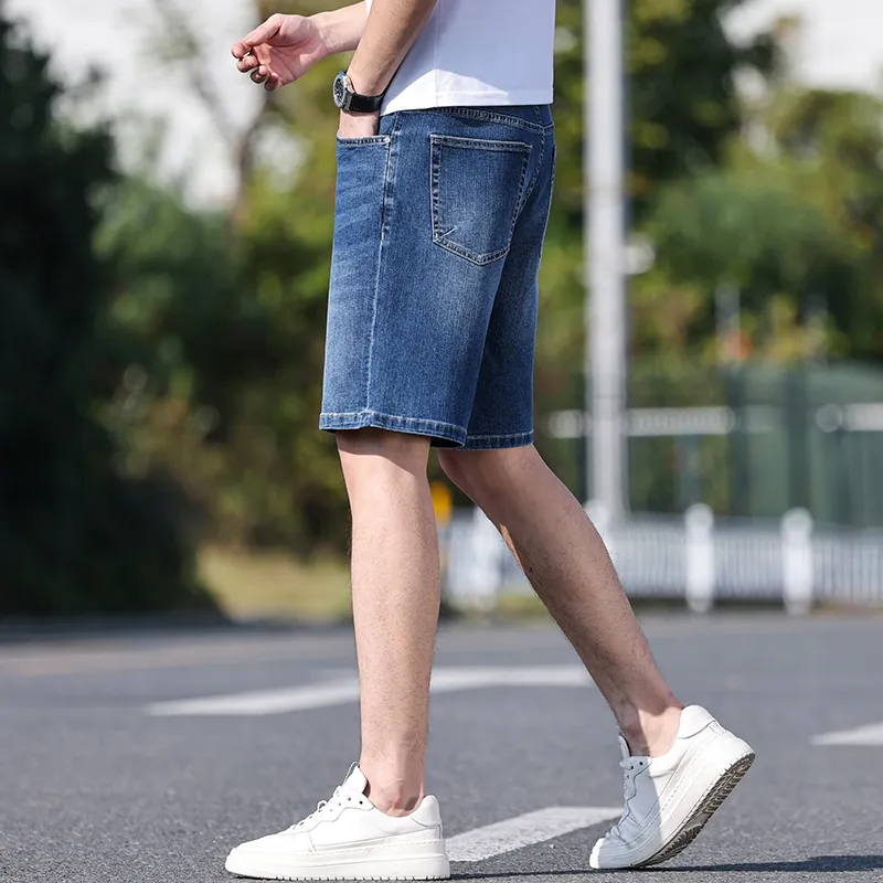 DANIUCHUANSHUO Denim Shorts Men's Blue-5