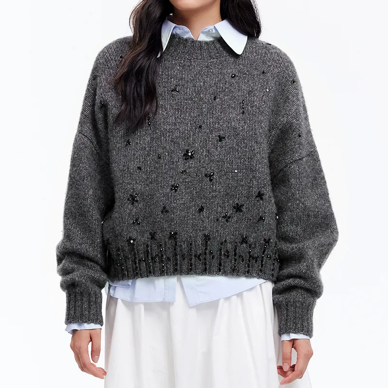 AMAZING SONG Sweater Women's Minimalist Gray-2