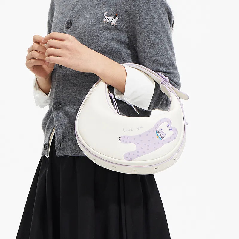AMAZING SONG Cow Leather One Shoulder Handbags Regular Women's Cream White/Hug Pink-5