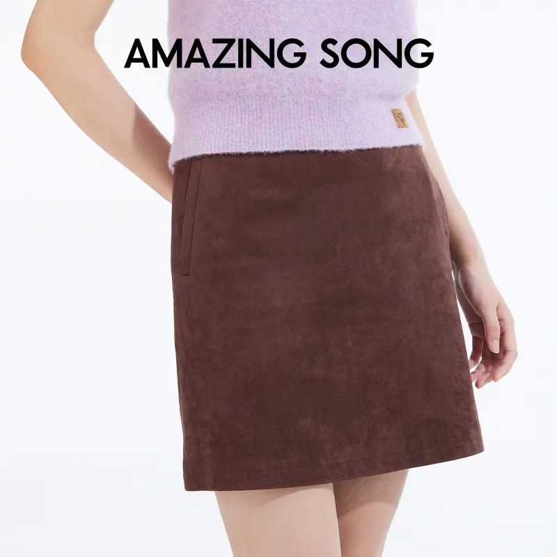 AMAZING SONG Short Skirt Women's Mocha-2