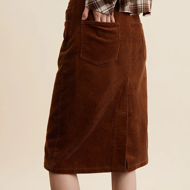 AMAZING SONG Casual Long Skirts Women's Cocoa Brown-3