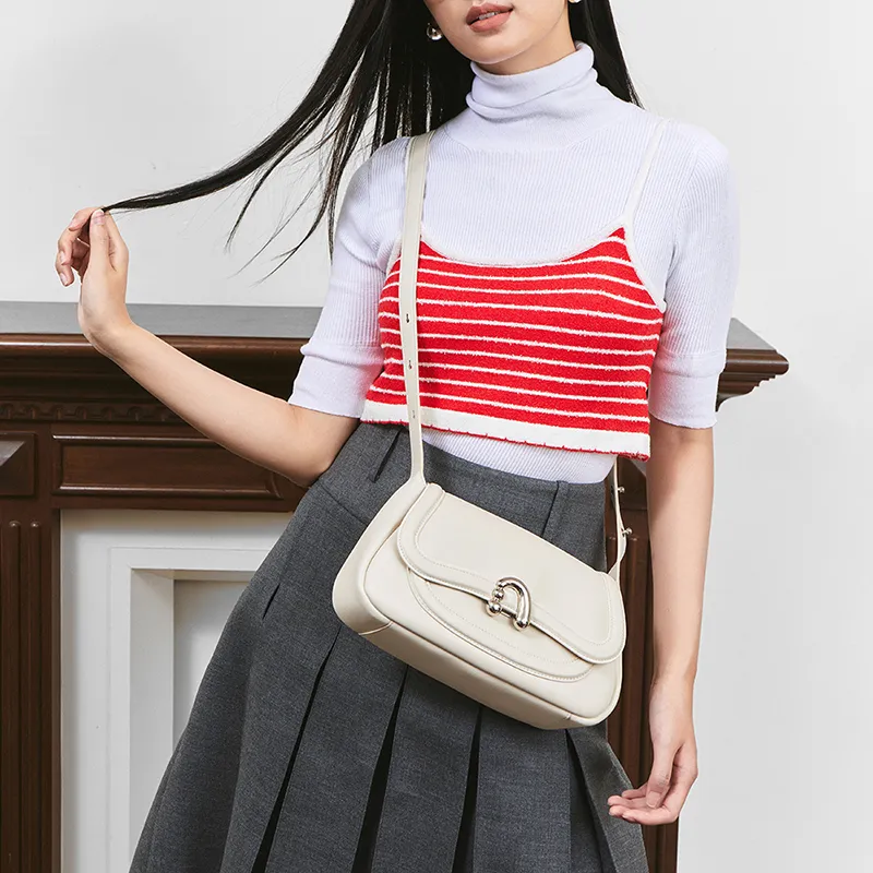 AMAZING SONG Cow Leather Nubuck Handheld Bag Saddle Bag Shoulder Bag Women's Black/White/Green/Red-20