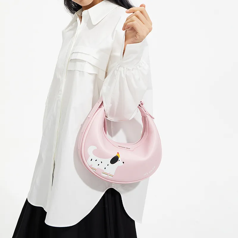 AMAZING SONG Cow Leather One Shoulder Handbags Regular Women's Cream White/Hug Pink-13