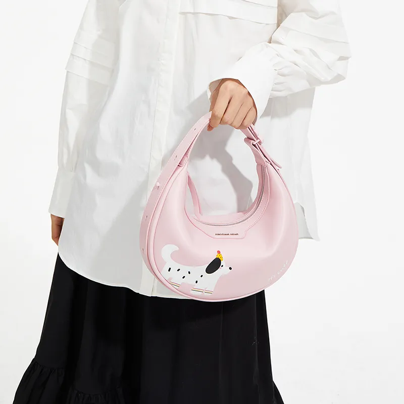 AMAZING SONG Cow Leather One Shoulder Handbags Regular Women's Cream White/Hug Pink-14
